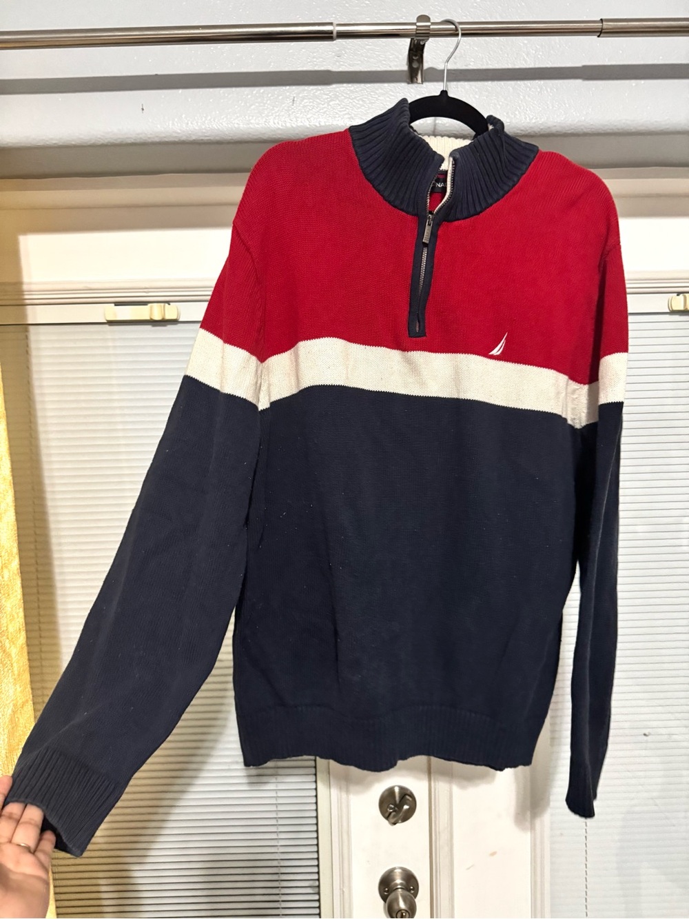 Nautica Red, White & Navy Half-Zip Sweater
